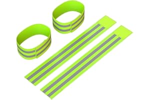 APACE VISION Reflective Ankle Bands (4 Bands/2 Pairs) | High Visibility and Safety for Jogging/Cycling/Walking etc | Works as Wristbands, Armband, Leg Straps | Accessories for Sports/Running Gear