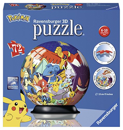 Ravensburger 3D Puzzle 11785 - Puzzle-Ball Pokémon - 72 Teile - Puzzle-Ball für Pokémon Fans ab 6 Jahren, Pokémon Spielzeug, Pokémon Geschenk - Ostergeschenke für Kinder