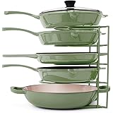 Pan Organizer for Cast Iron Skillets, Griddles and Pots - Heavy Duty Pan Rack - Holds Up to 50 LBS- Horizontal or Vertical Us