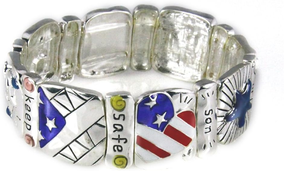 4030674 Keep My Son Safe Military Prayer Stretch Bracelet God Bless Armed Services Mom