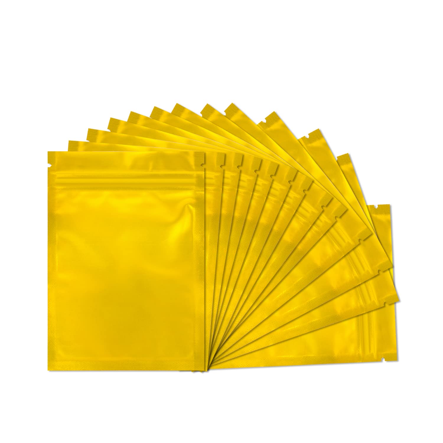 Photo 1 of 100 Pack Mylar Bags 4 x 6 Inch Resealable Smell Proof Bags Foil Pouch Flat Bag with Front Window Golden