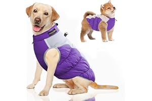 YAKOTAKI Dog Coat, Dog Jacket Upgraded Sturdy Built-in Harness, Elastic and Tightenable High Collar Dog Clothes, Anti Scratch Zipper and Highly Visible Reflective Dog Winter Coat for Small Medium Large Dogs