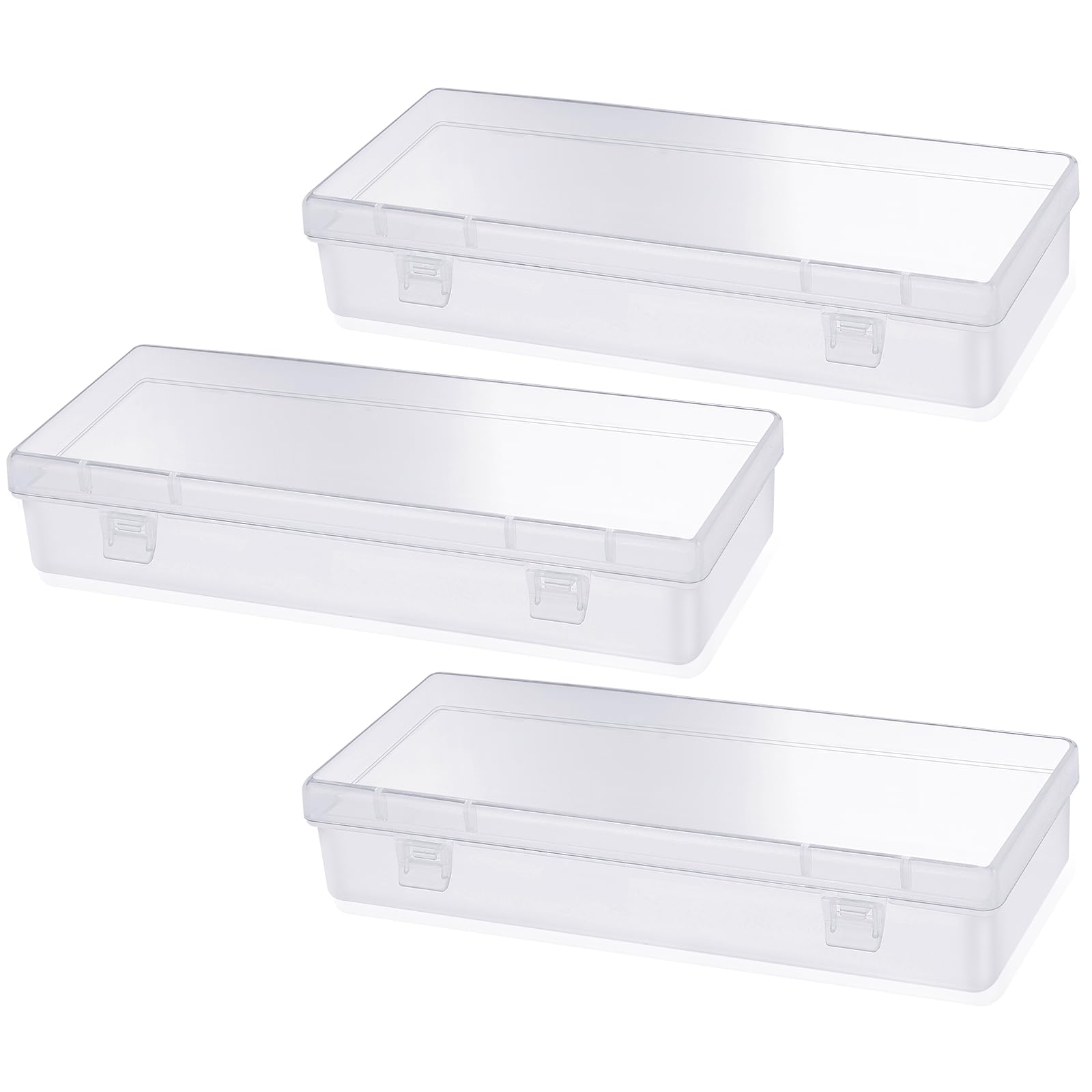 COMNICO 3 Pcs Storage Containers, Small Plastic Mini Clear Bead Rectangle Boxes Transparent Portable Cases Accessories for Jewelry Crafts Screws and Small Items