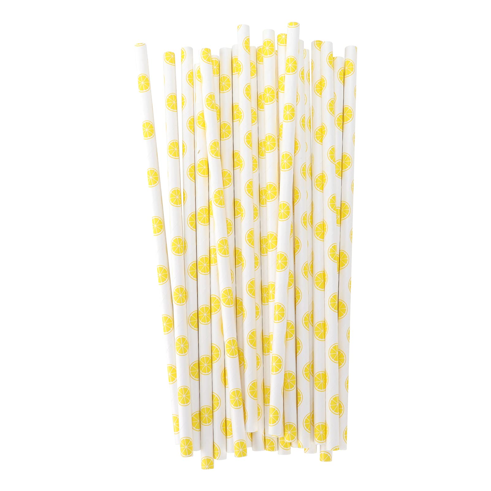 Beverage Straws Fruit Pattern Straws Drink Straws Light 50Pcs Paper Decorative Paper (Lemon)
