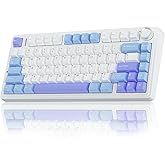 AULA F75 75% Wireless Mechanical Keyboard, Hot Swappable Creamy Keyboard, Pre-lubed Star Vector Switches RGB Backlit Gaming Keyboards, 2.4GHz/Type-C/BT5.0(White&Blue&Purple)