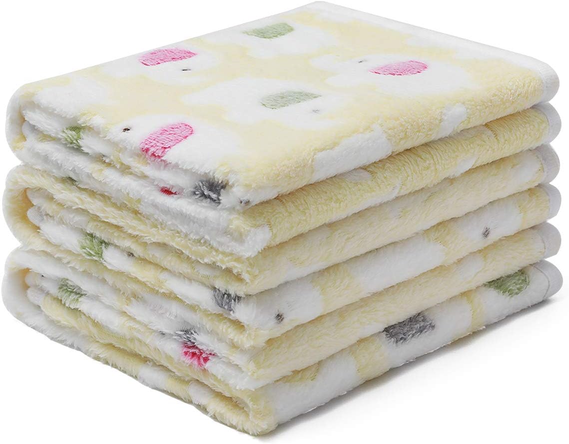 Luciphia 1 Pack 3 Blankets Super Soft Fluffy Premium Cute Elephant Pattern Pet Blanket Flannel Throw for Dog Puppy Cat Blue/Pink/Yellow Small : Pet Supplies