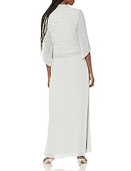 J Kara Women's Long 3/4 Sleeve V-Neck Beaded Faux