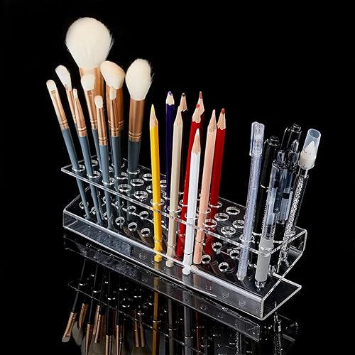 PH PandaHall Acrylic Pen Holder Display Stand, 36-Hole Clear Pen Rack  Organizer Nail Brushes Display Holder Makeup Brush Rack Organizer Rectangle 
