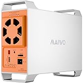 MAIWO Dual Bay SATA RAID Enclosure for 3.5" HDD, Lightning-Fast 5Gbps, 1/0/JBOD/NORMAL Configurations + Smart Temperature-Controlled Fan