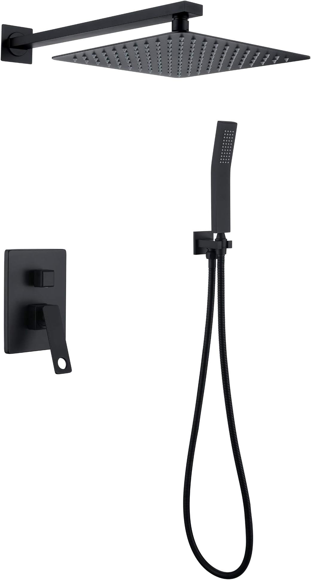 Shower System,Matte Black Shower Combo Set,10 Inch Bathroom Rainfall Shower System,Shower Valve Included