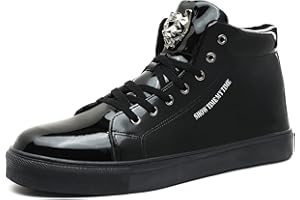 IGxx Men's Sneakers Punk Ankle Boots for Men Metal Rivet High Top Lace-up Running Basketball Shoes for Shiny Metal Decoration Shoes Motorcycle Boots