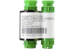 200 Prints YMCKO Ribbon Without Chip 66200360, Compatible for Pointman Card Printer TP-9000 TP-9100 TP-9200