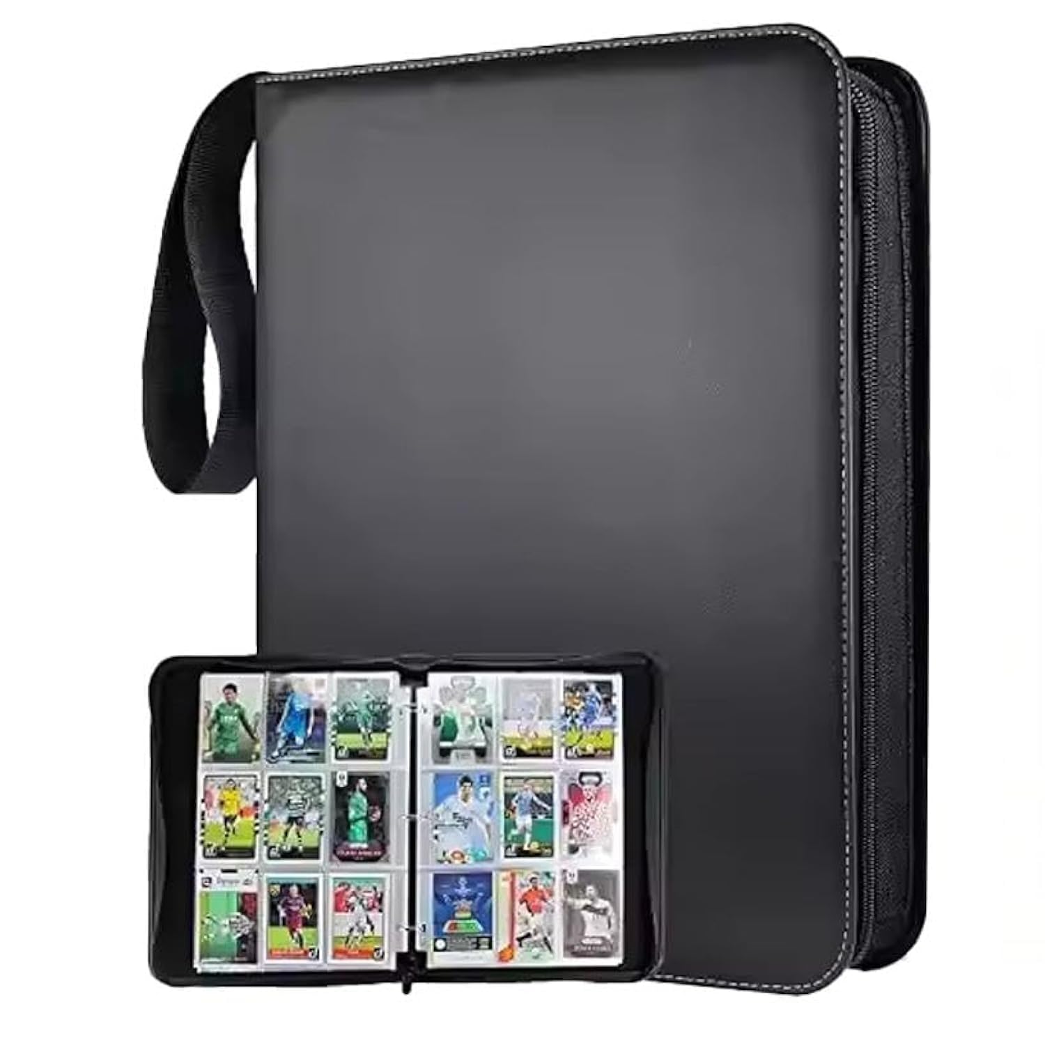 EDGYSENSE Large Trading Card Binder – 900 Pockets (50 Removable Sleeves) – Waterproof PU Leather Zipper Album Durable Card Holder Case for Collectors