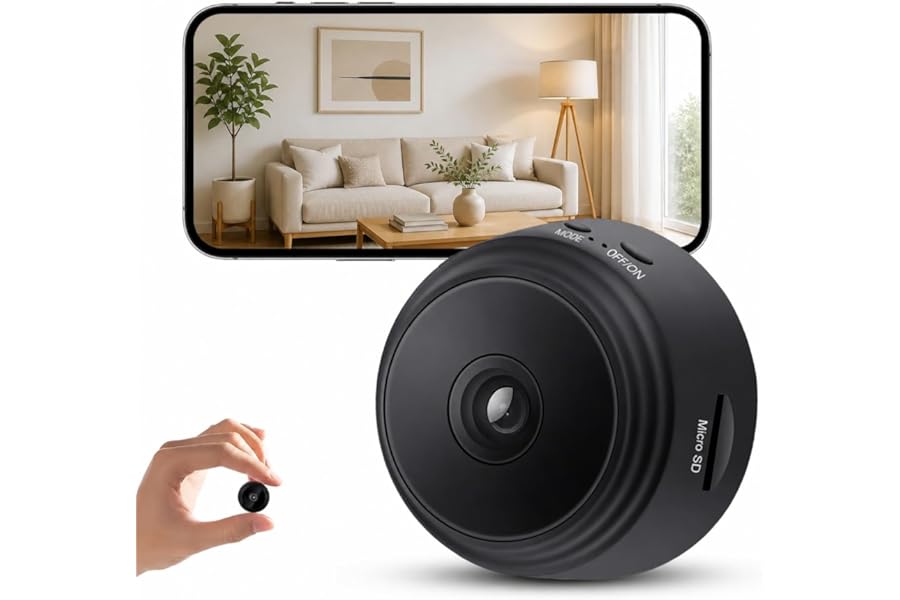 Yschefd Hidden Camera, Spy Camera - 1080p HD WiFi Wireless Tiny Indoor Security Mini Cam with Night Vision & PIR Motion Detection - Nanny Cam for Baby/Pet/Home/Office Monitoring.Black