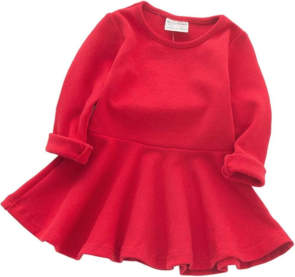 Baby Girls Dress Long Sleeve Infant Tops Cotton Toddler Blouse Pink Ruffle T Shirt Playwear