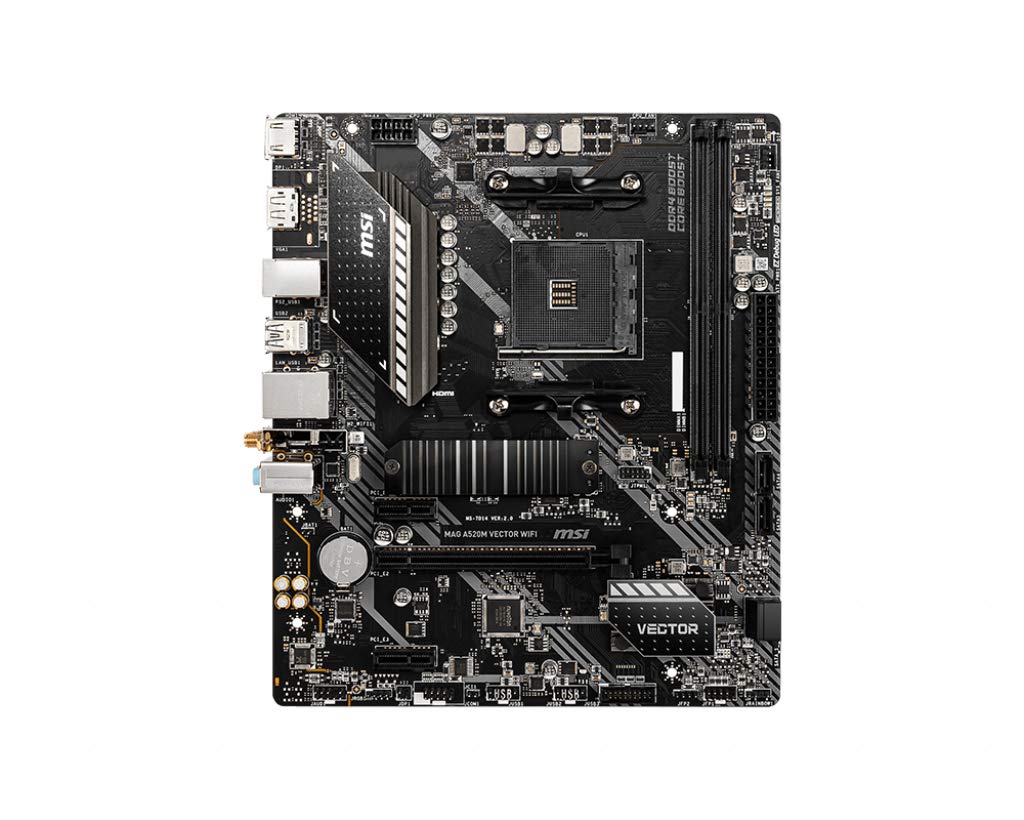 Msi Mag A520M Vector Wifi Gaming Motherboard (Amd Ryzen 3000 3Rd Generation Ryzen Am4, Ddr4, M.2, Usb 3.2 Generation 1, Wi-Fi, Dp/Hdmi, Micro Atx)