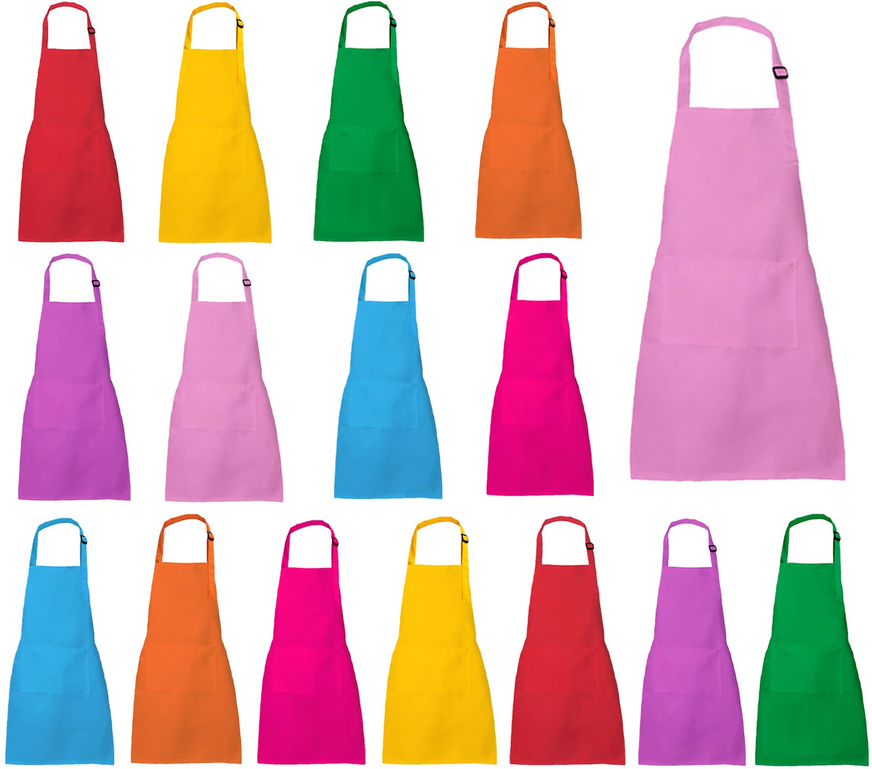 XIEJINJIA 16 Pack Kids Waterproof Apron with Pockets Adjustable Children Aprons Chef Artists Child Kitchen Cooking Baking Painting Craft