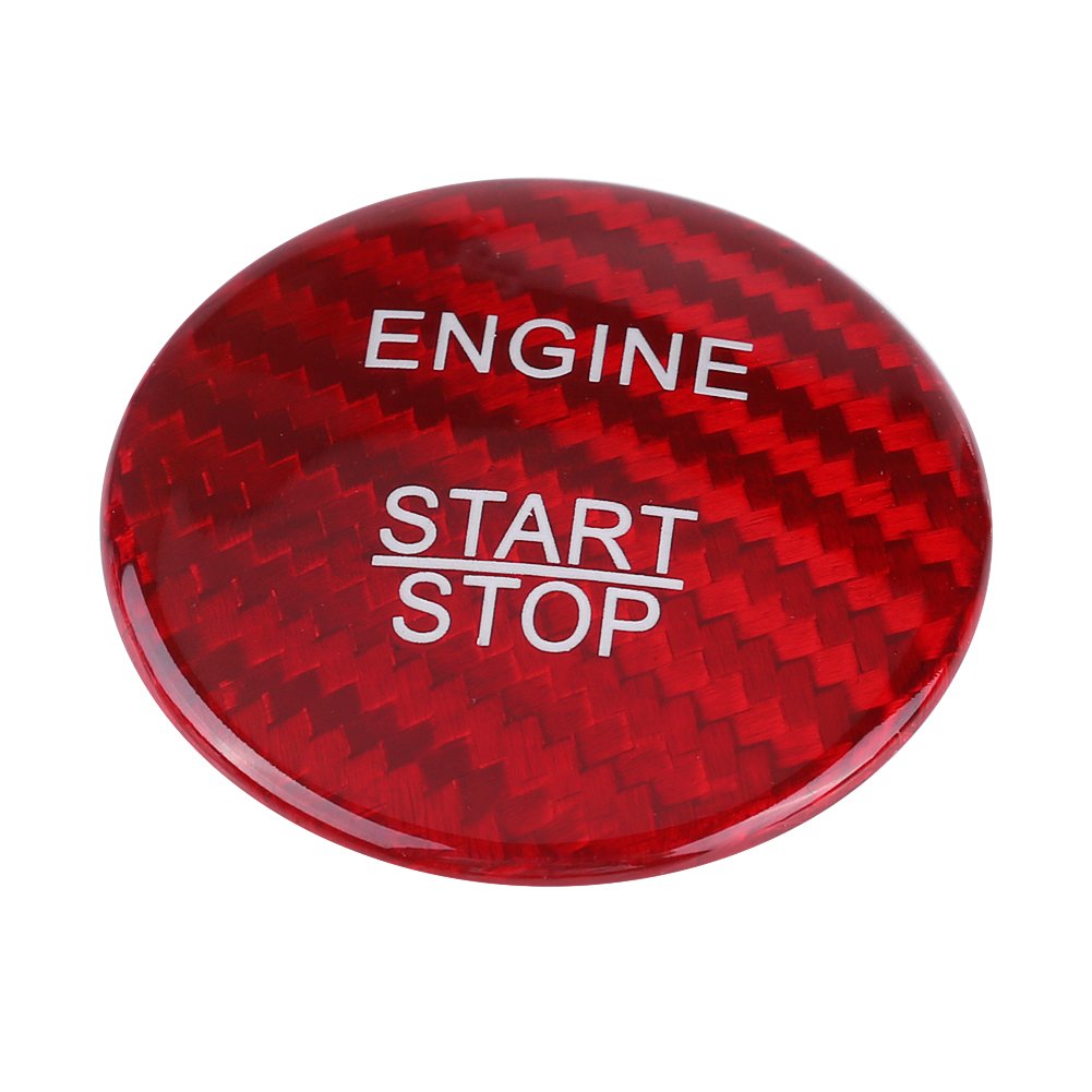 Carbon Fiber Engine Start Button Cover Trim for A B C GLC GLA CLA ML GL Class W176 W246 W205 X253 X156 C117(Red)