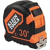 Klein Tools 9230 Tape Measure, Heavy-Duty Measuring Tape with 30-Foot Double-Hook Double-Sided Nylon Reinforced Blade, with Metal Belt Clip