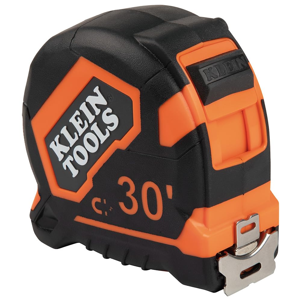 Klein Tools 9230 Tape Measure, Heavy-Duty Measuring Tape with 30-Foot Double-Hook Double-Sided Nylon Reinforced Blade, with Metal Belt Clip