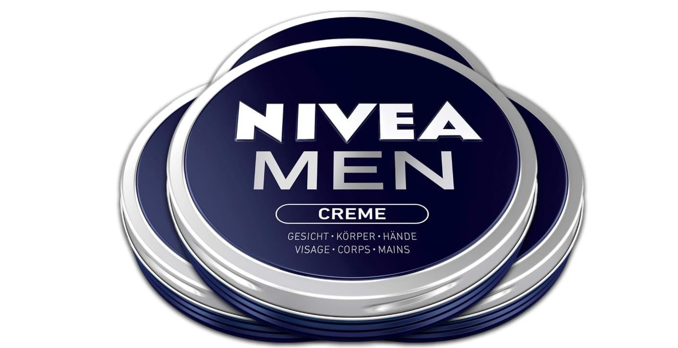 Nivea Men Creme Pack of 4 (4 x 75 ml), Intensive Everyday Face, Body and Hand Cream with Vitamin E, A Moisturising Cream for The Whole Body