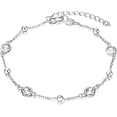 AOBOCO Sterling Silver Rainbow Planet Galaxy Anklet, Multicolor Crystals from Austria, Ankle Bracelet Foot Bracelet for Women Anniversary Birthday Sister Wife Jewelry Gifts