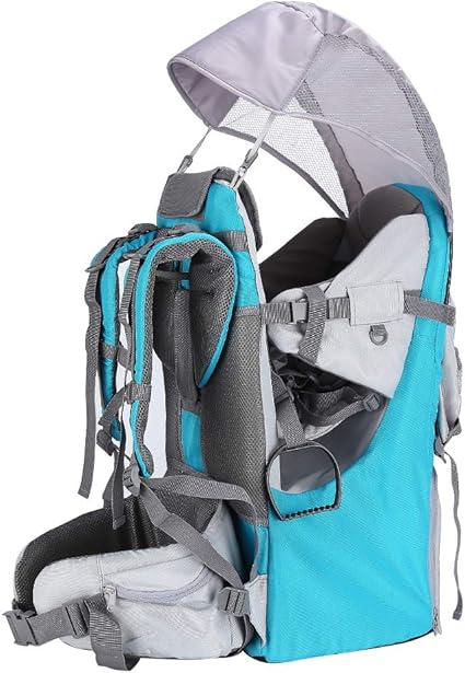 Baby Toddler Hiking Backpack Carrier Camping Child Carriers With Rain Cover Stand Child Kid Sun Shade Visor Shield Holds Up To 50 Pound Ideal For Children Between 6 Months 4 Years Old Green Blue Amazon Ca