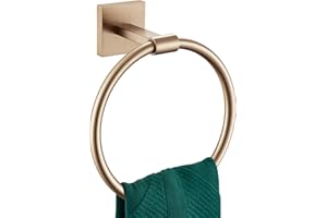 KOKOSIRI Hand Towel Holder Wall Mounted Towel Ring Bathroom Accessories Shower Towel Hanger Rack Stainless Steel Champagne Bronze, B3010CPG