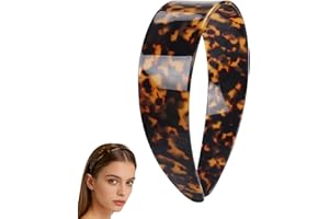 GOAMHOU Tortoise Shell Headbands for Women, Non-Slip Acetate Wide Headbands with Teeth, Comfortable Fashion Hair Bands Hair A