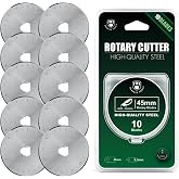 HEADLEY TOOLS 45mm Rotary Cutter Blades 10 Pack Fits Olfa, Fiskars, Replacement Rotary Blade for Arts Crafts Quilting Scrapbooking Sewing, Sharp and Durable