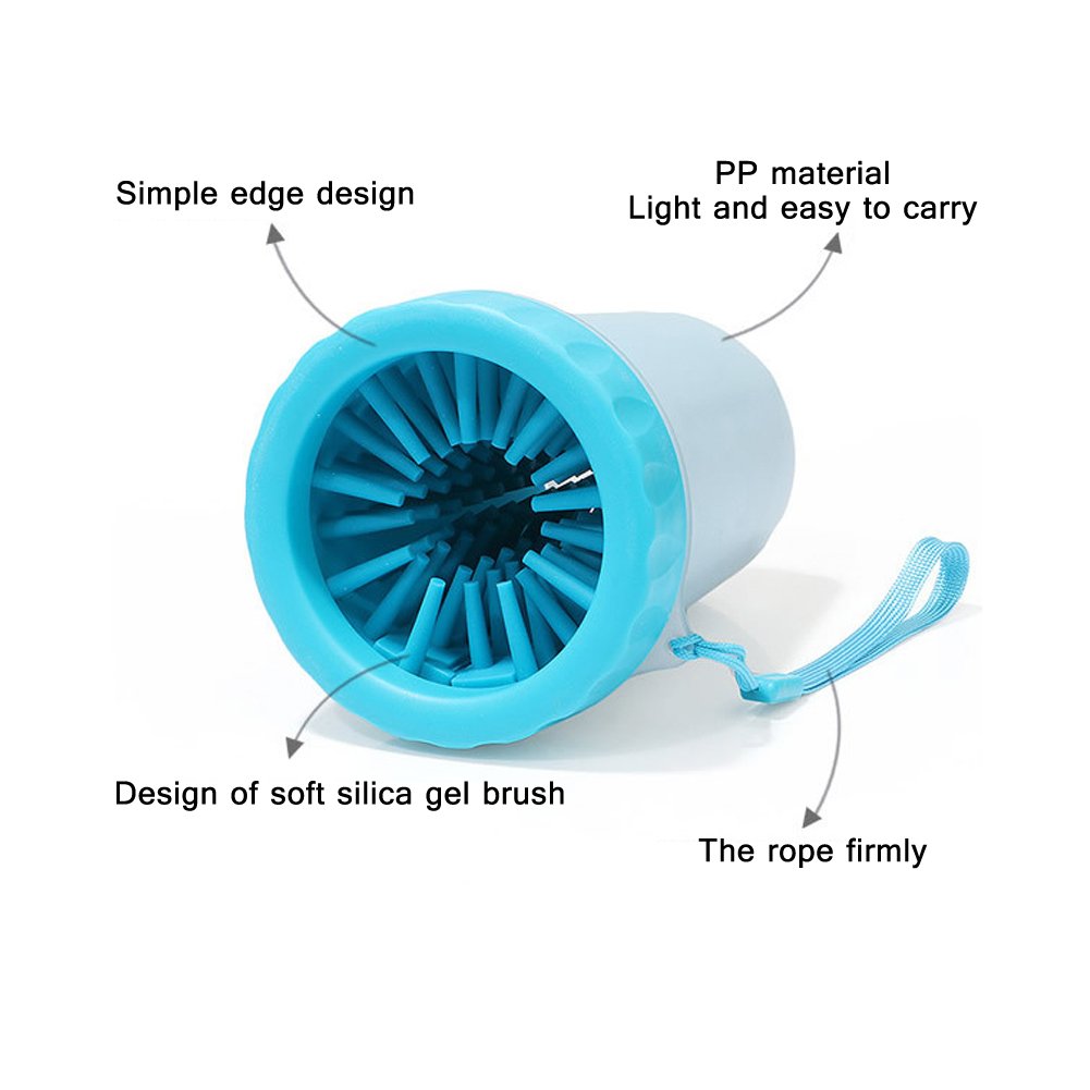 Tellunow Pet Foot Washer Cup Dog Cleaning Cup Foot Cup Antibacterial Soft Gentle Silicone Bristles Dog Paw Cleaner Pet Feet Washer for Dogs Cat Grooming (Big Size)