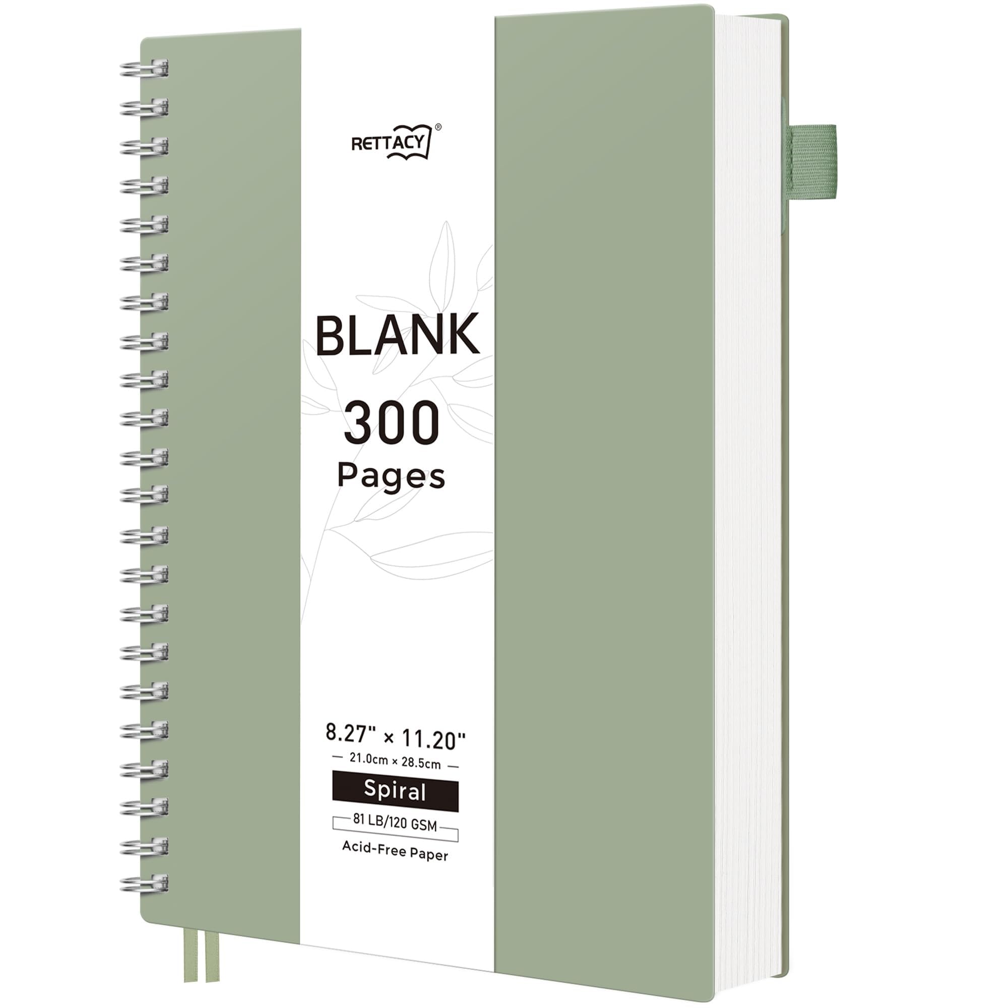 RETTACY Dotted Notebook A4, Bullet Dot Grid Journal, Wirebound Spiral Notebooks 300Pages /150 Sheets for Writing,100gsm, Flexible Plastic Cover, for Women Men Work Office School, 21.5 x 27.9cm - Green