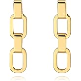 18K Gold Drop Dangle Earrings for Women Geometric Circle Paper Clip Chain Dangle Earrings Dainty Vintage Twist Woven Post Earrings