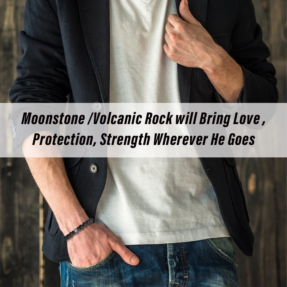 THEMEROL Christmas Gifts for Boys/Men-Love/Strength-Natural Gemstone Bracelet for Son Grandson Dad Boyfriend Husband Brother Nephew Uncle