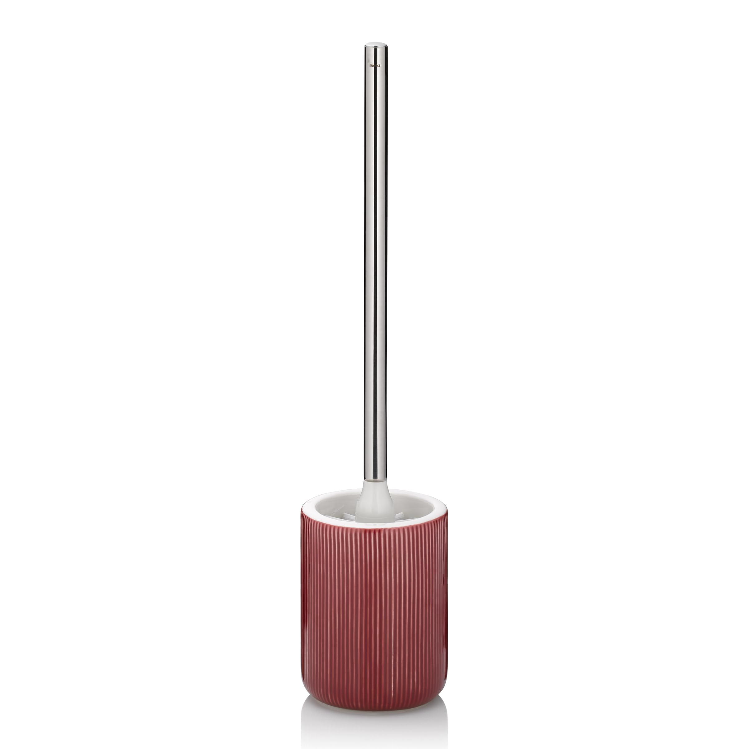 kela 24413 Toilet Brush and Container, 2-Piece Toilet Brush and Container, Glossy Ceramic, Red, AVA