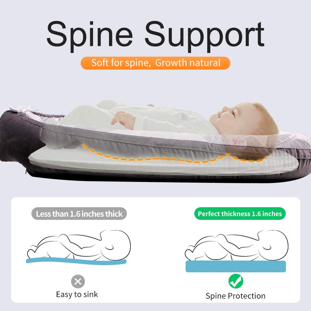 Mamibaby Baby Lounger Baby Nest Co-Sleeping for Baby, Ultra Soft Cotton & Breathable Fiberfill Portable Adjustable Newborn Lounger Crib Bassinet | Newborn Shower Gift Essential (Leaves Pattern): Baby