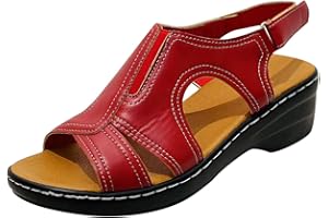 EFTCAL Women's Sadanar Orthopedic Arch Sandals Wedge Roman Sandals,Adjustable Ankle Strap Chunky Low Heel Casual Diabetic Walking Beach Sandals