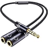 3.5mm Headphone Splitter, Hi-Fi Sounds Extension Cable Audio Stereo Y Splitter, 3.5 mm Male to 2 Female (TRRS - 4 Pole) Heads