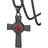 FaithHeart Knights Templar Necklace for Men, Christian Necklace for Men Stainless Steel Pendant Neckalces Christian Gifts with Gift Box