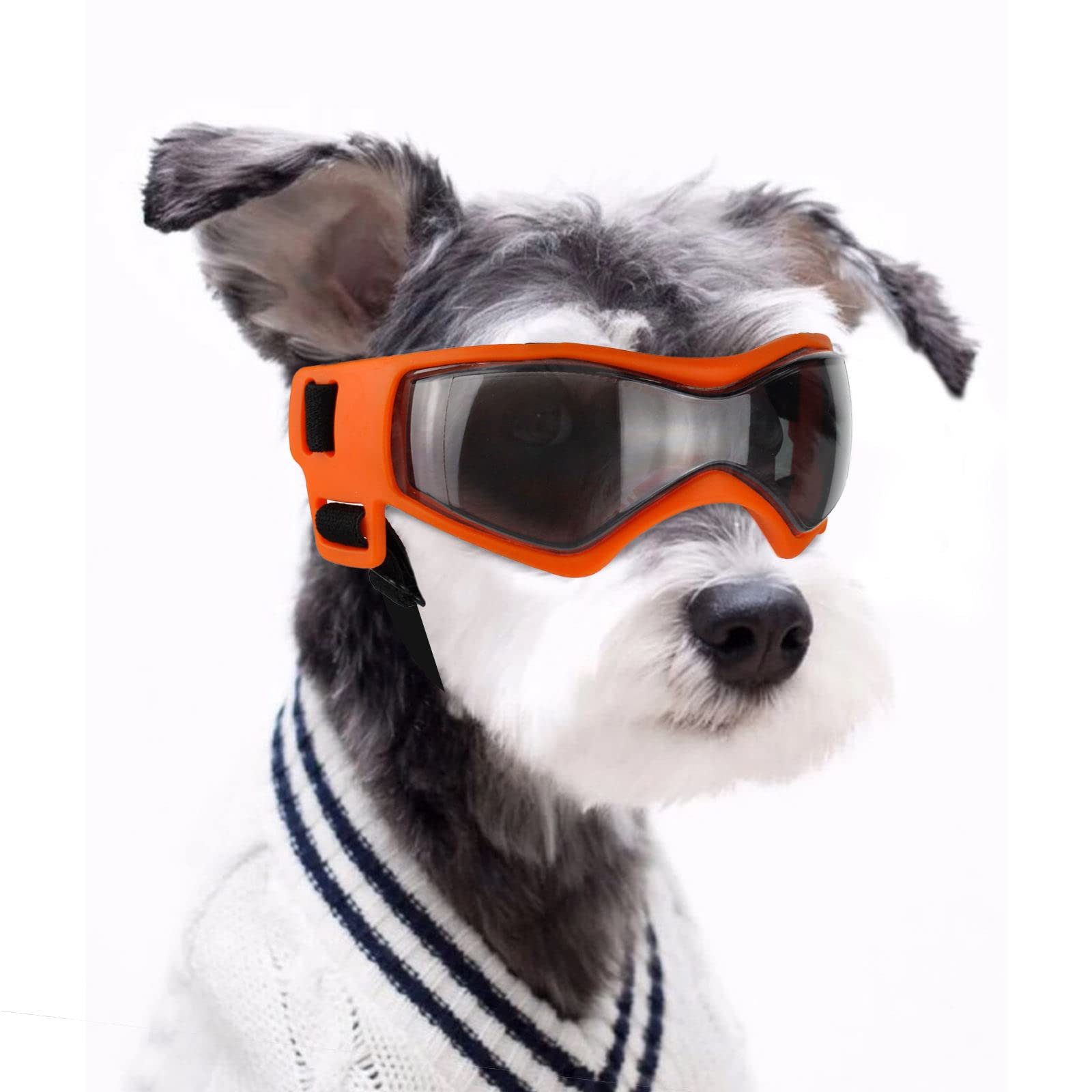 NAMSAN Pet Goggles Dog Sunglasses Anti-UV Protection Goggles Windproof Puppy Goggles Adjustable Flexible Straps for Small to Medium Dog(Orange)