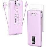 charmast Portable Charger with Built-in Cables & Wall Plug, 10000mAh Portable Power Bank, External Battery Pack Travel Essentials Compatible with iPhone 16/15/14/13, Samsung, iPad etc