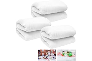 Hlimior 3 Pack 3 x 8 Ft Christmas Snow Blankets, Artificial Cotton Snow Blanket, White Thickened Cotton Rolls Winter Fluffy Fake Snow Sheet for Christmas Village Backdrop Decorations Party Display