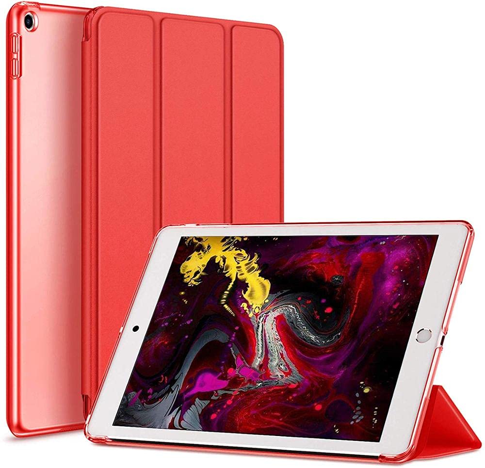 Case for iPad for 10.2 2021/2020 / 2019 Model, iPad 9/8 / 7 (10.2-Inch, iPad 9th, 8th, 7th Generation), Smart Folio Soft TPU Protective Case Cover, Auto Sleep/Wake (Red)