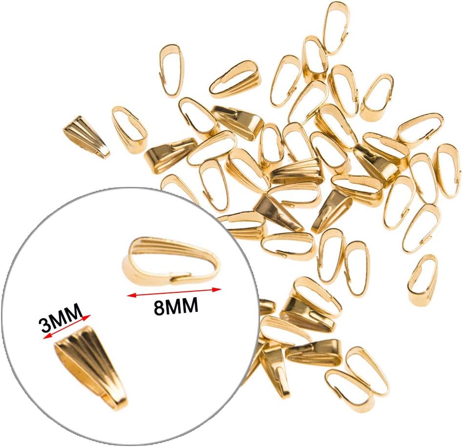 Papamsy 50pcs/Pack Pinch Clip Clasps Snap Bail Hook Connectors Alloy Durable for Pendant Link Jewelry Crafts DIY 8×3 mm-Gold