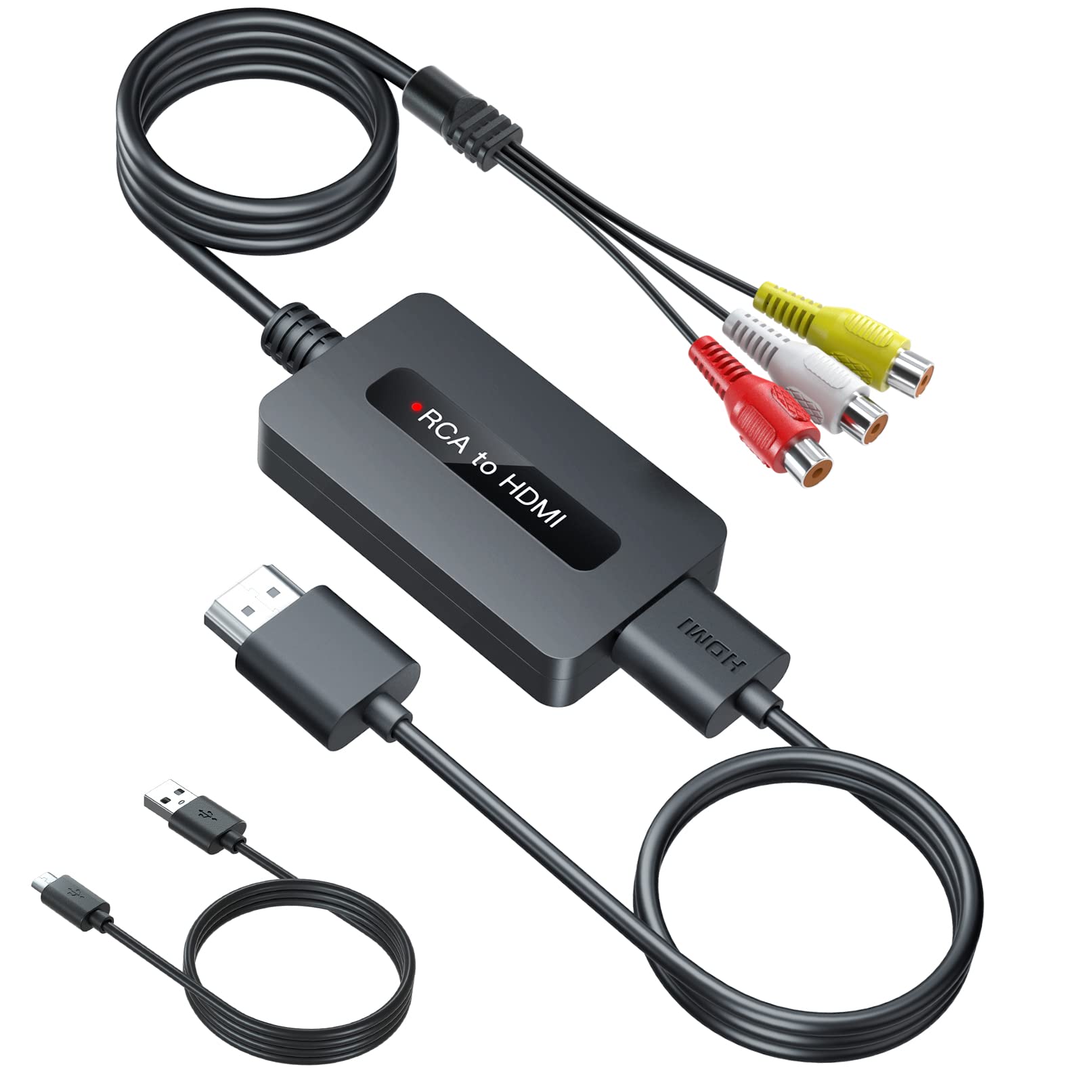Photo 1 of TIXILINBI Female RCA to HDMI Cable Converter with HDMI and RCA Cables, CVBS Composite AV to HDMI Converter, Full HD 720P/1080P Output Switch for N64/ PS2/ Wii