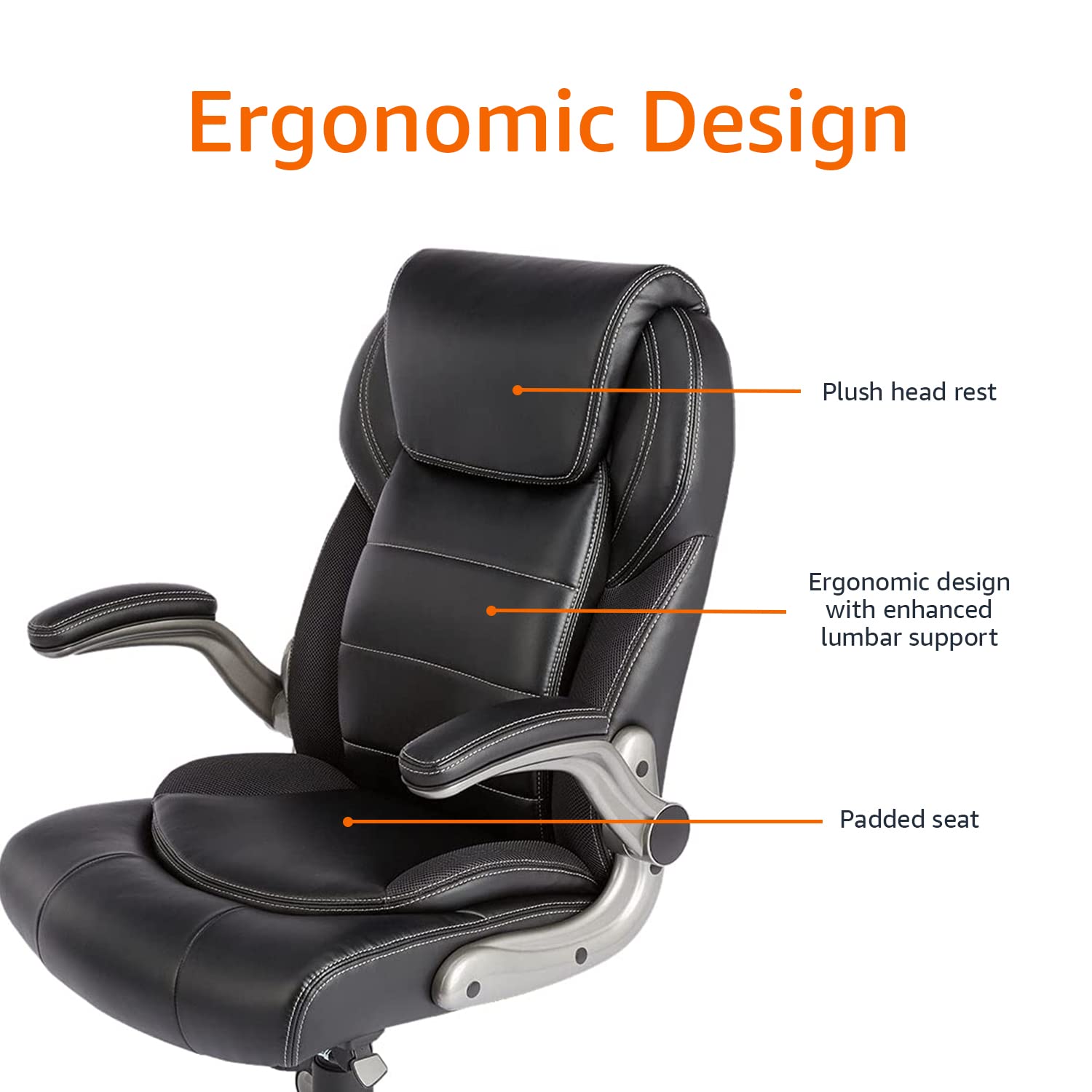 Mua Amazon Basics Ergonomic High-Back Office Chair with Flip-Up Arms ...