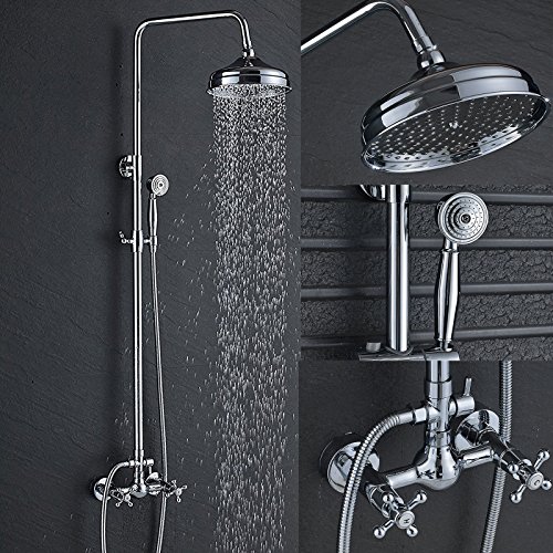 Senlesen bathroom 8-inch rainfall shower faucet system wall mount…