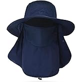 Fishing Hat for Men & Women, Outdoor UV Sun Protection Wide Brim Hat with Face Cover & Neck Flap