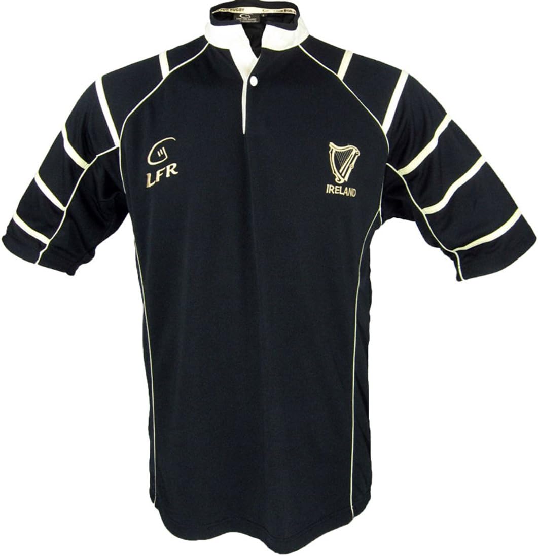 Ireland Black Irish Harp Breathable Rugby Shirt