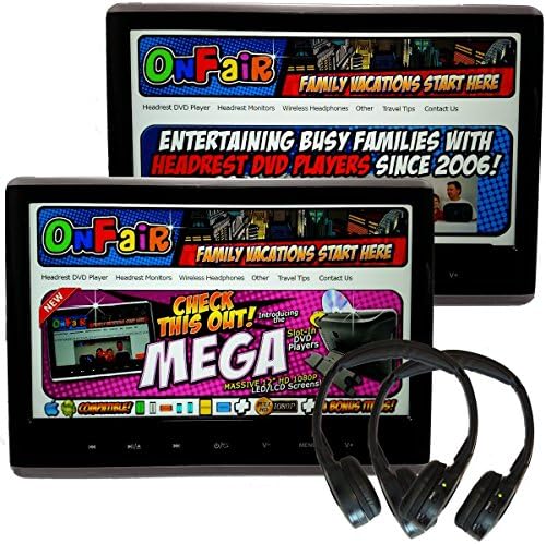 [Pair] Autotain MEGA 12 Inch Headrest Monitor DVD Player +HDMI +1080P +Home Power Supply +Cloud IR Headphones
